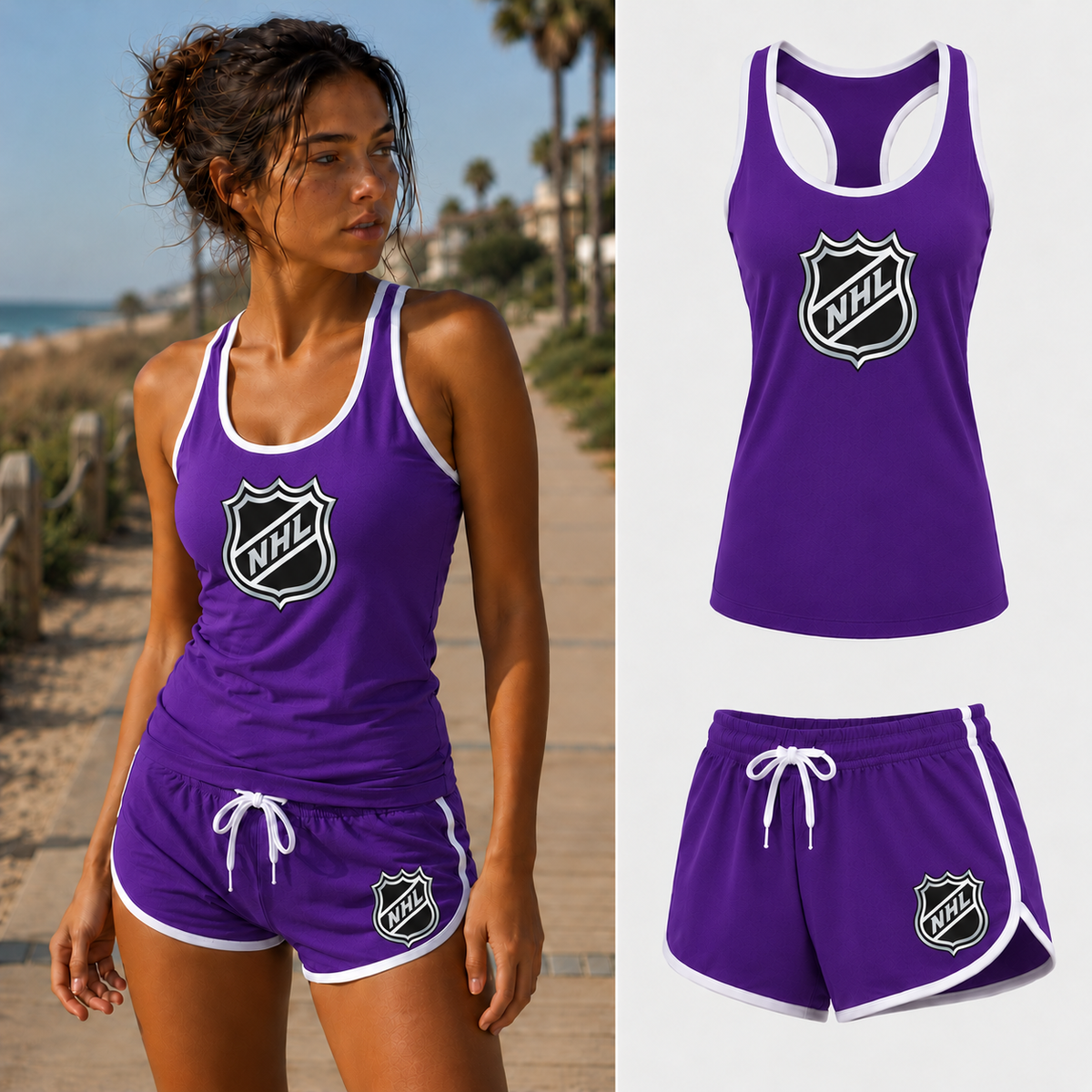 NHL women's tank top and shorts set in Purple
