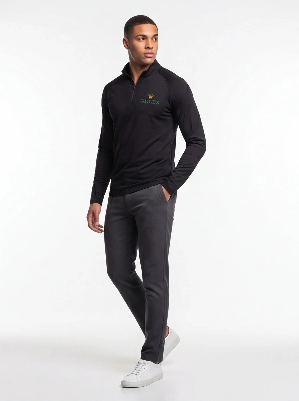 Men's Rolex Lightweight Quarter-Zip Athletic Shirt Long Sleeve Performance Wear