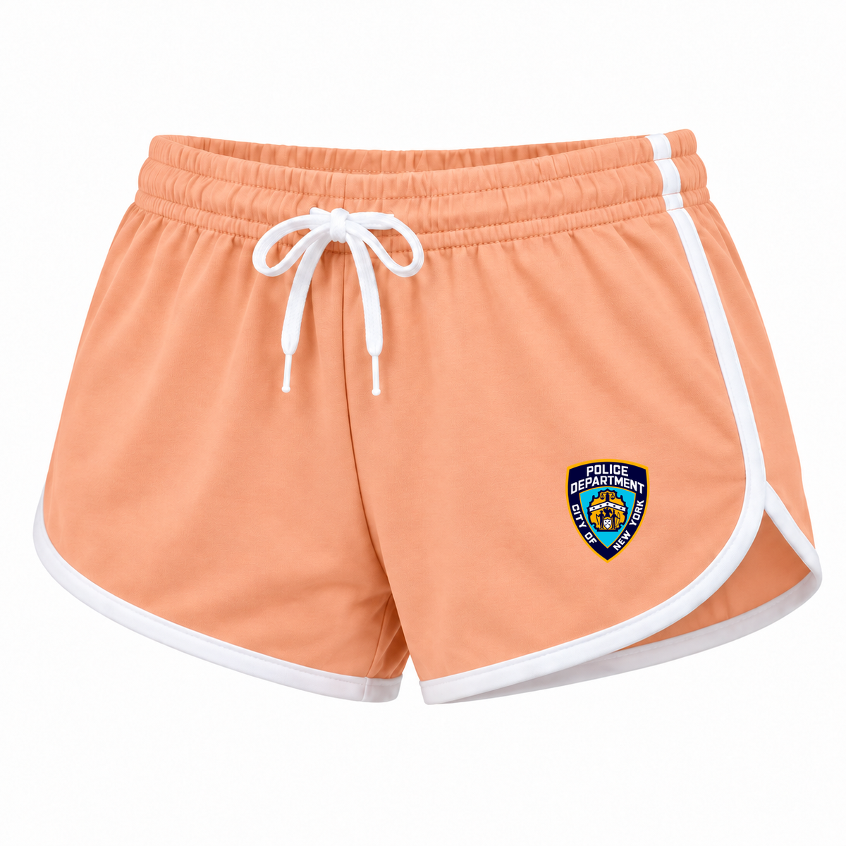 Women's NYPD Booty Shorts, Peach, original NYPD crest