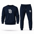 San Diego Padres crewneck sweatshirt and jogger set in Navy