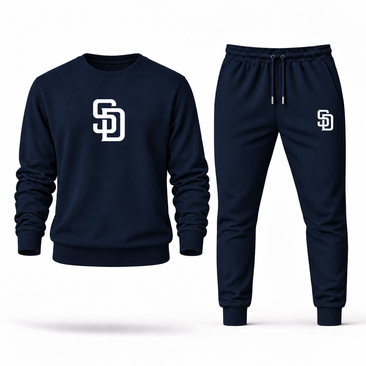 San Diego Padres crewneck sweatshirt and jogger set in Navy