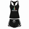 Women's Paris 2024 Olympics Tank Top and Shorts Set, Black