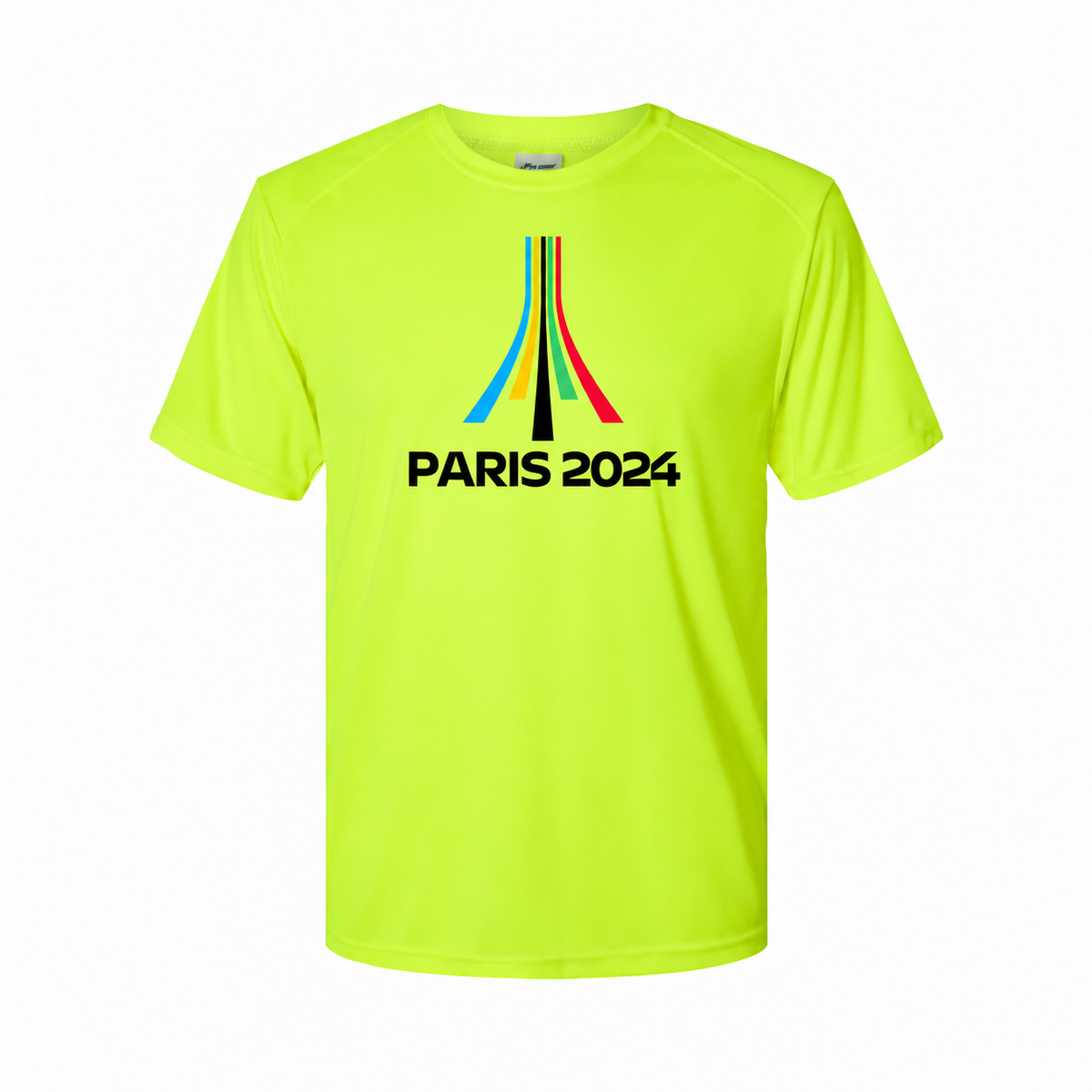 Paris 2024 Olympics youth polyester tee - Safety Green