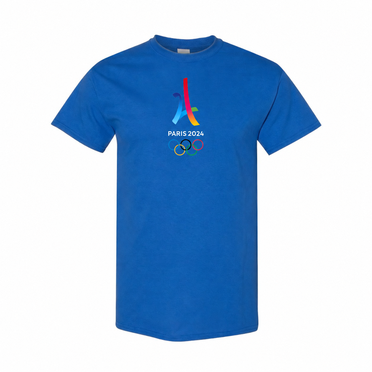 Youth Paris 2024 Olympics Cotton T-Shirt - Blue with white lettering