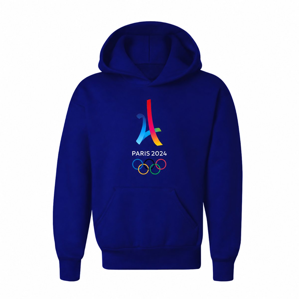 Youth Paris 2024 Olympics Pullover Hoodie - Blue with white lettering