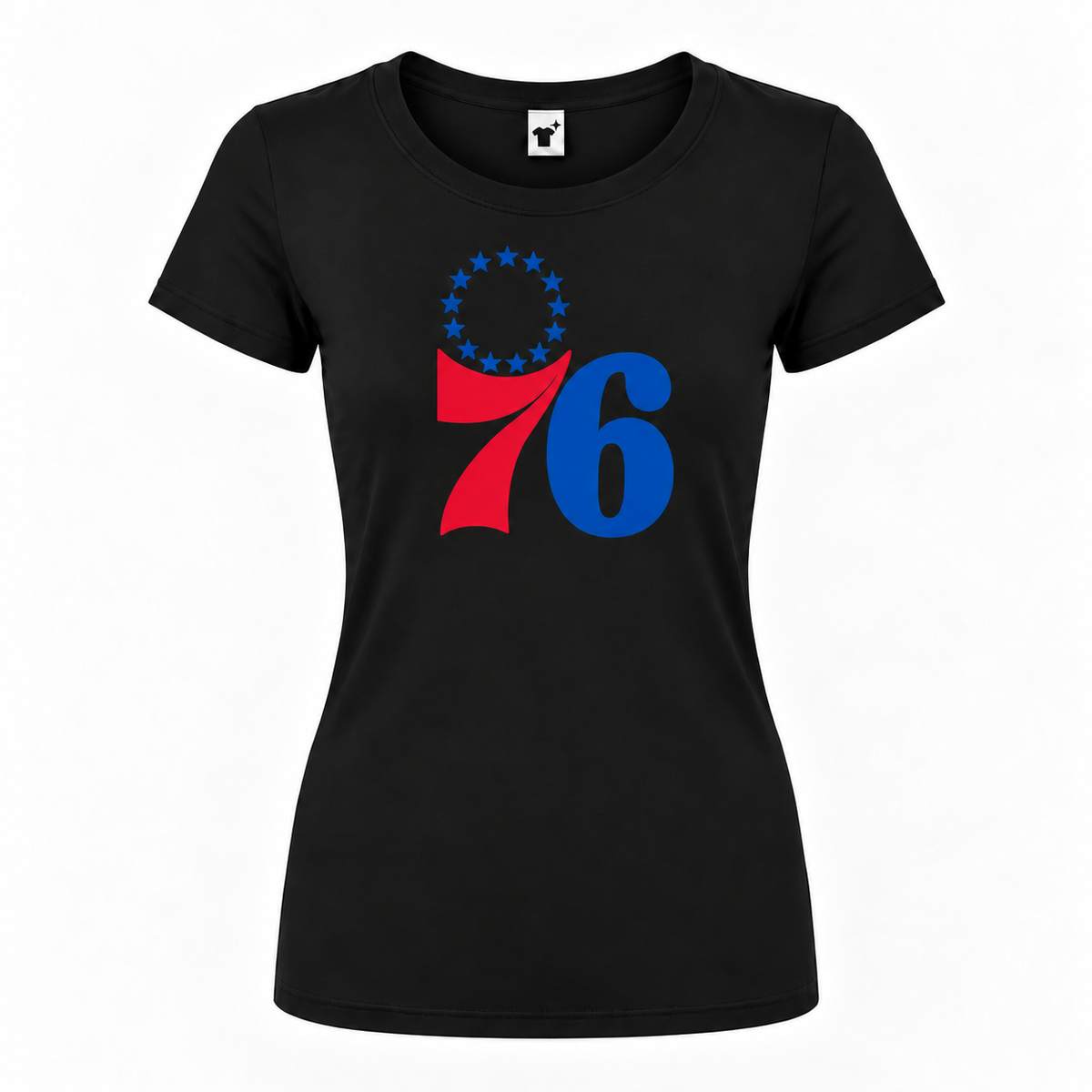 Women's Philadelphia 76ers Round Neck T-Shirt, Black
