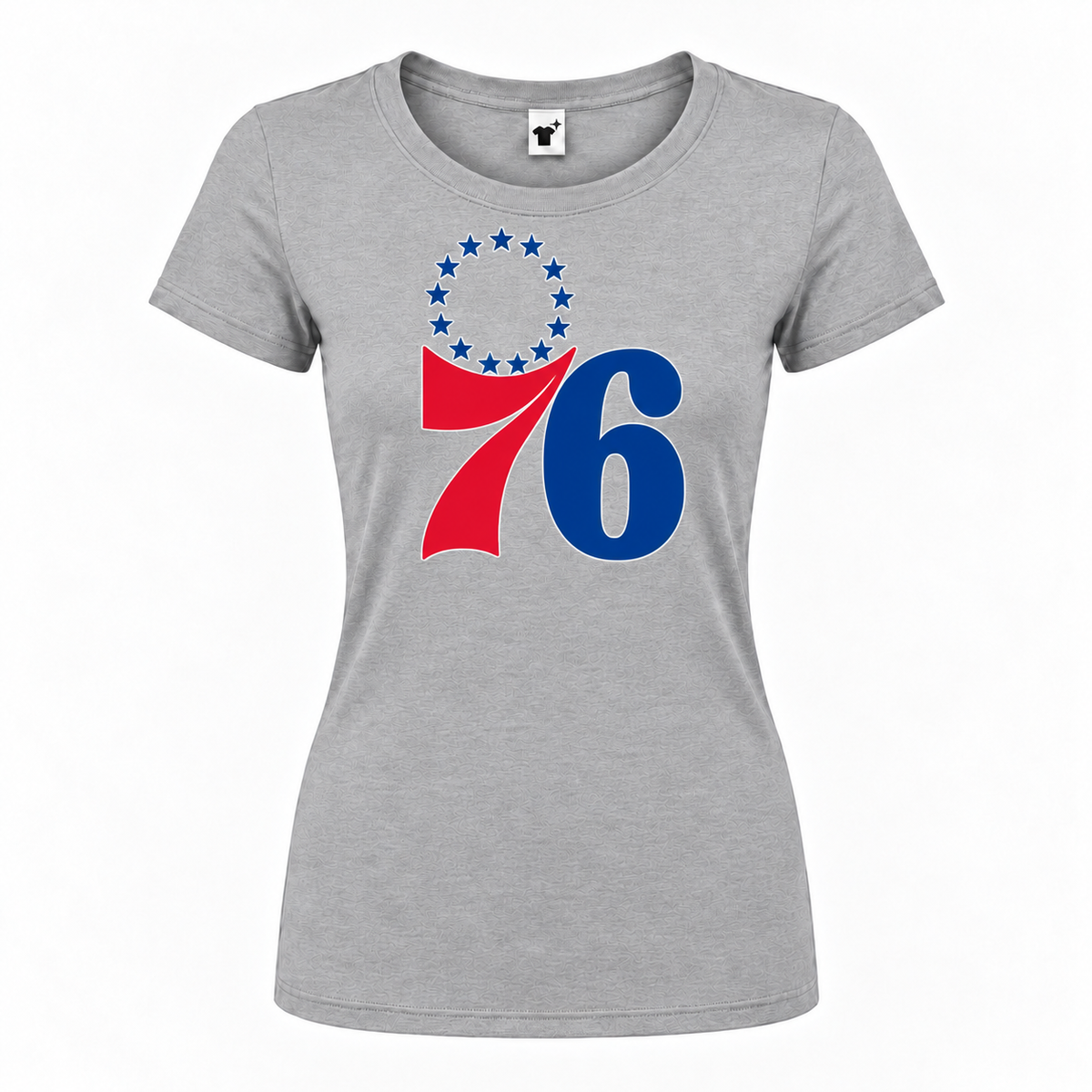 Women's Philadelphia 76ers Round Neck T-Shirt, Gray