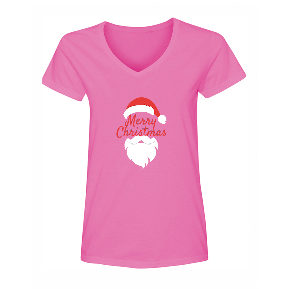 Women's Merry Christmas Santa Claus Astros V-Neck T-Shirt