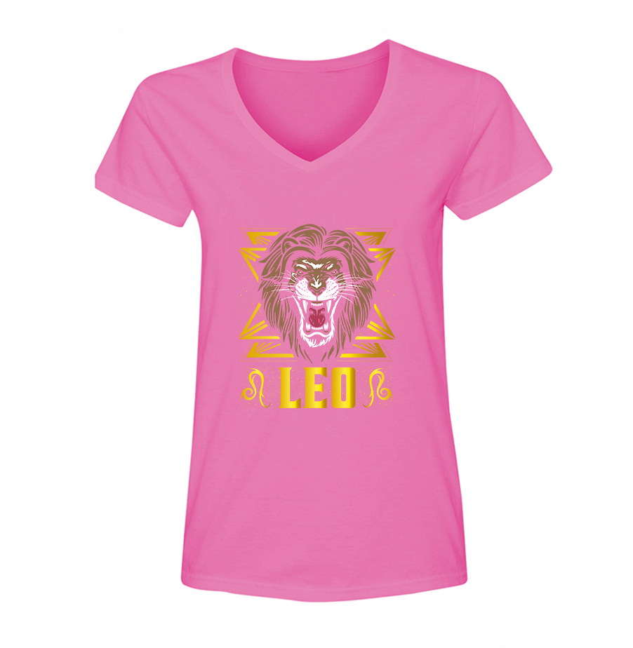 Women's Leo Zodiac Sign V Neck T-Shirt