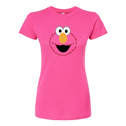 Women's Sesame Street Elmo Face Round Neck T-Shirt