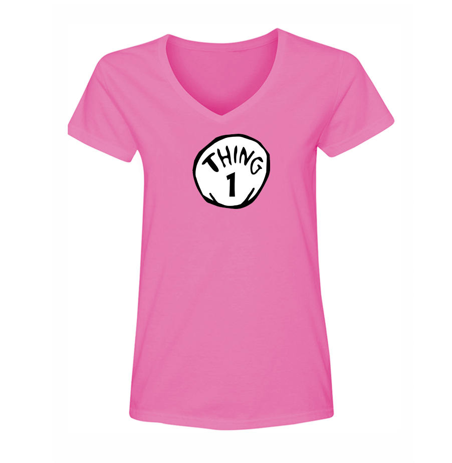 Women's  Dr. Suess Thing 1 V Neck T-Shirt