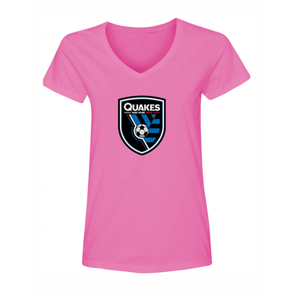 Women's San Joke Earthquakes  V Neck T-Shirt