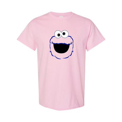 Men's Sesame Street Cookie Monster face Cotton T-shirt