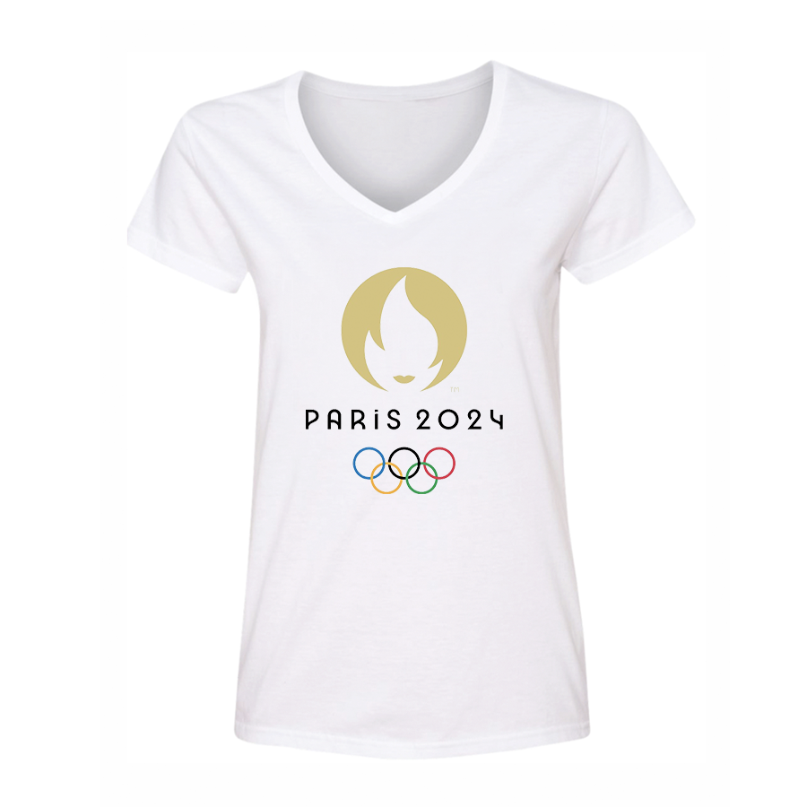 Women's New Olympics 2024 Paris Logo  V Neck T-Shirt