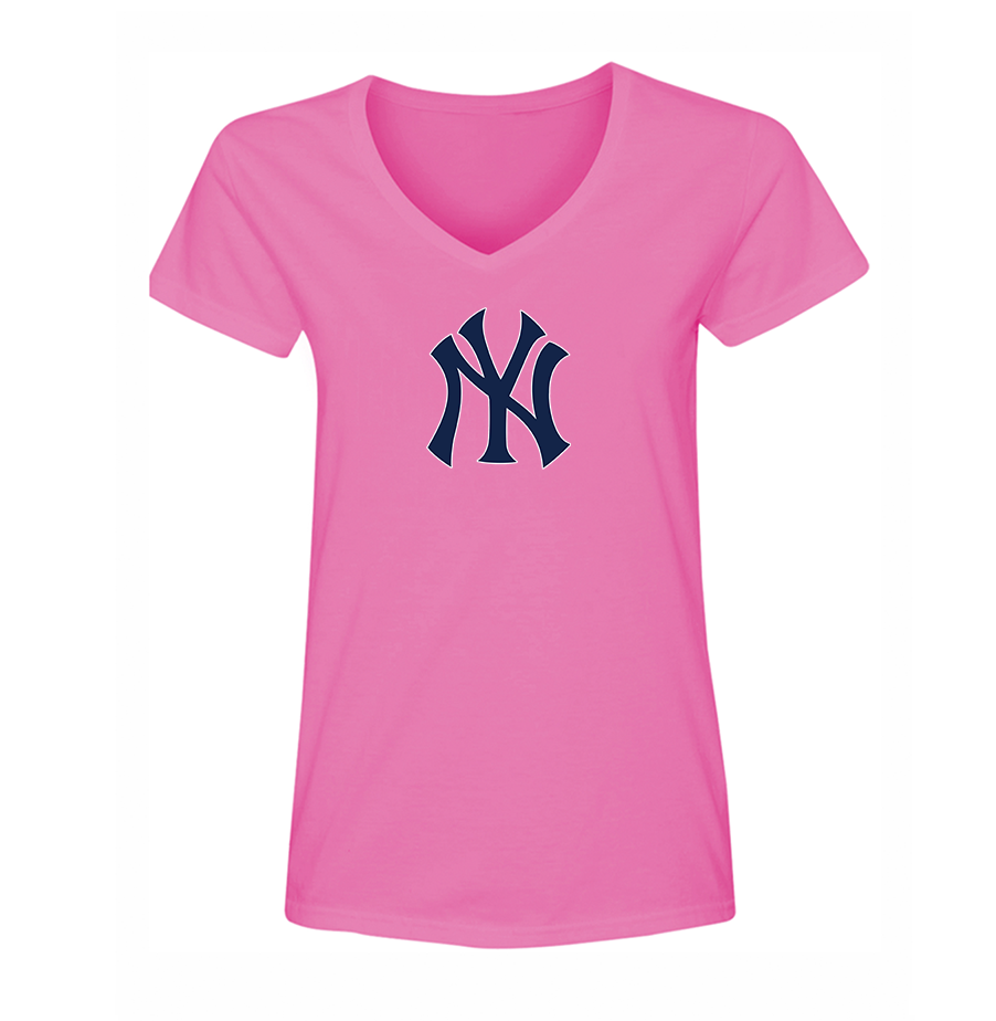 Women's New York NY Yankees Baseball V-Neck T-Shirt