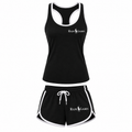 Women's Polo Ralph Lauren white design tank top and shorts set, Black