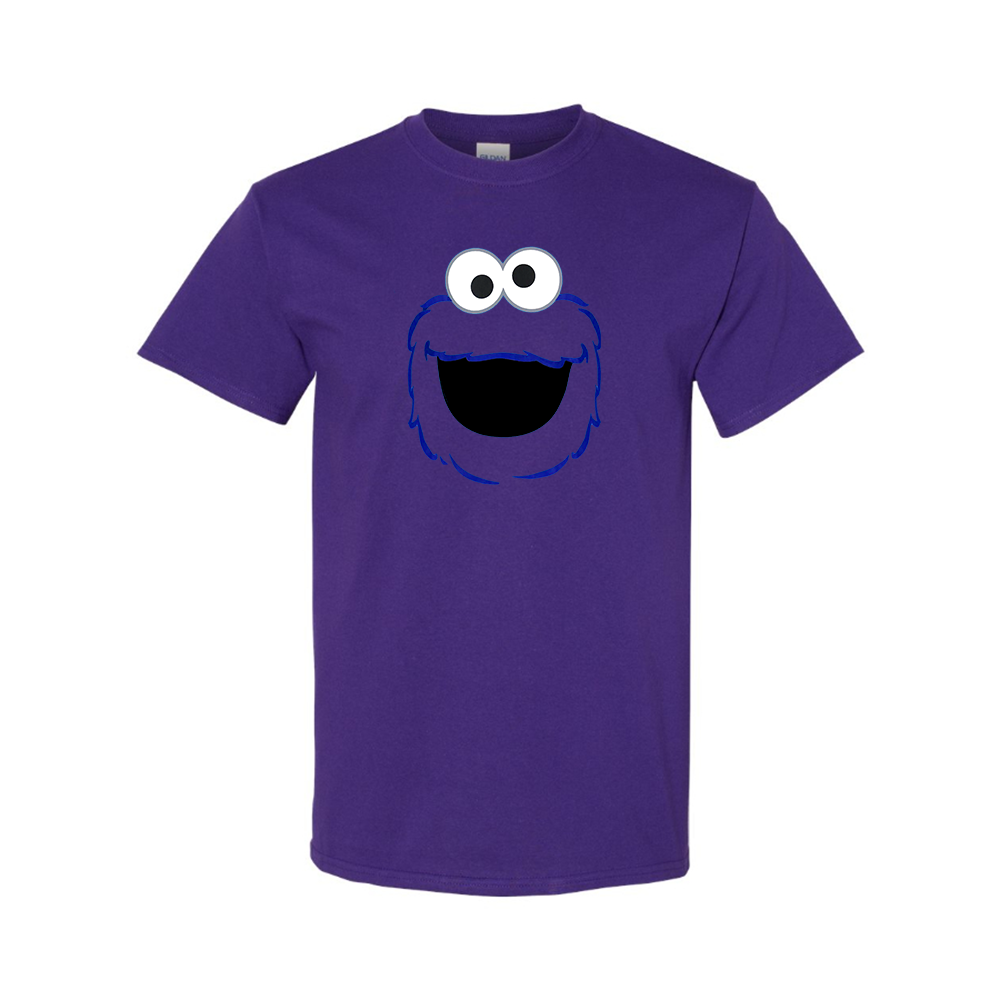 Men's Sesame Street Cookie Monster face Cotton T-shirt