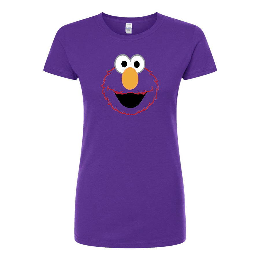 Women's Sesame Street Elmo Face Round Neck T-Shirt