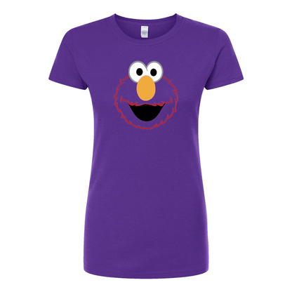 Women's Sesame Street Elmo Face Round Neck T-Shirt