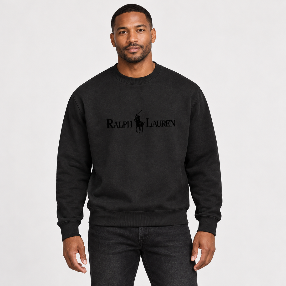 Black - Model View - Ralph Lauren Crewneck Sweatshirt