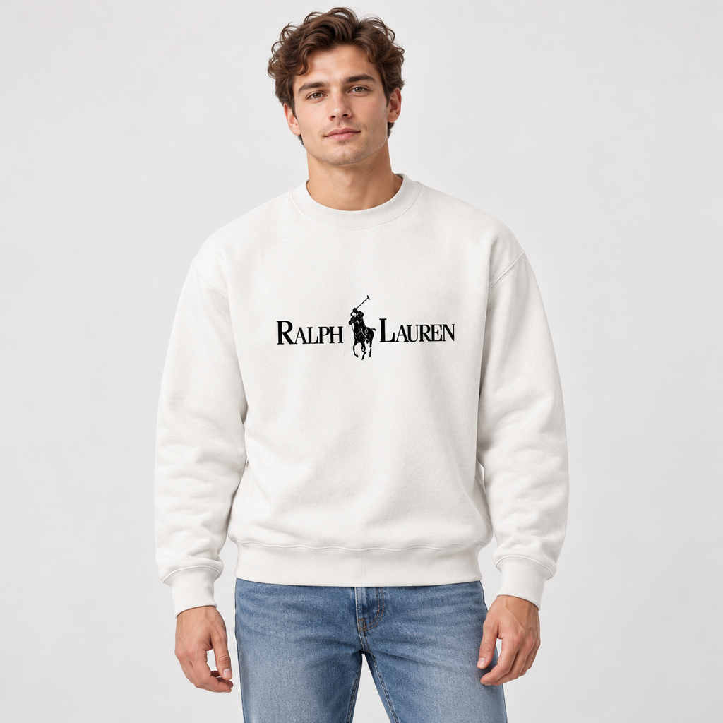 White - Model View - Ralph Lauren Crewneck Sweatshirt