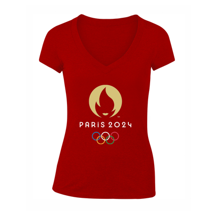 Women's New Olympics 2024 Paris Logo  V Neck T-Shirt