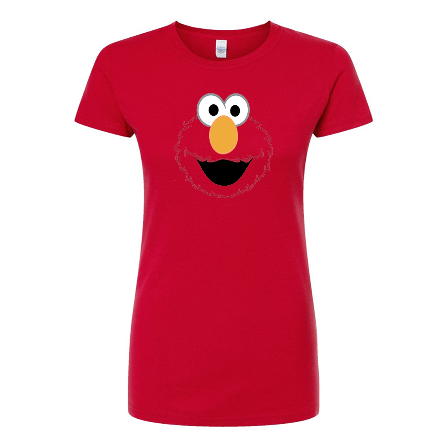 Women's Sesame Street Elmo Face Round Neck T-Shirt