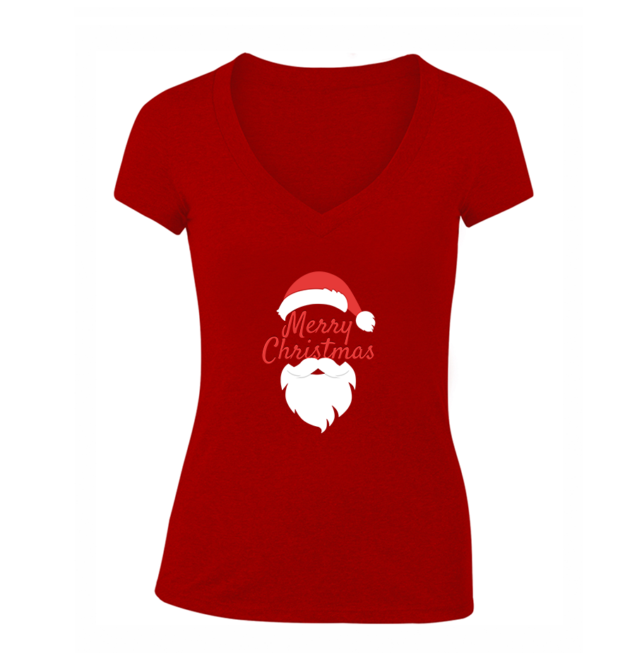 Women's Merry Christmas Santa Claus Astros V-Neck T-Shirt