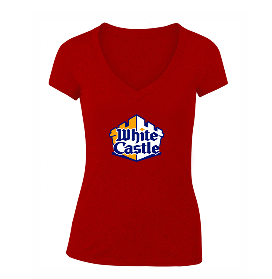 Women's White Castle V Neck T Shirt – Tee