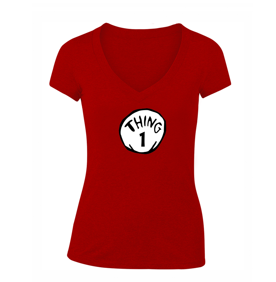 Women's  Dr. Suess Thing 1 V Neck T-Shirt