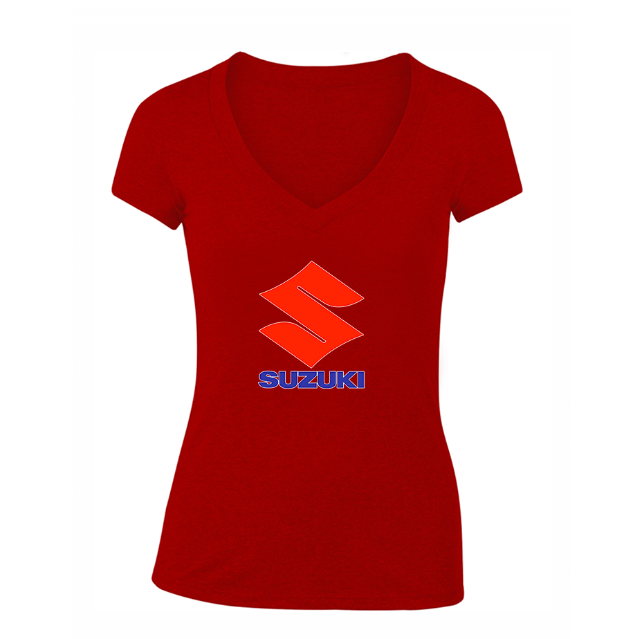 Women's Suzuki Bike Motorcycle V-Neck T-Shirt