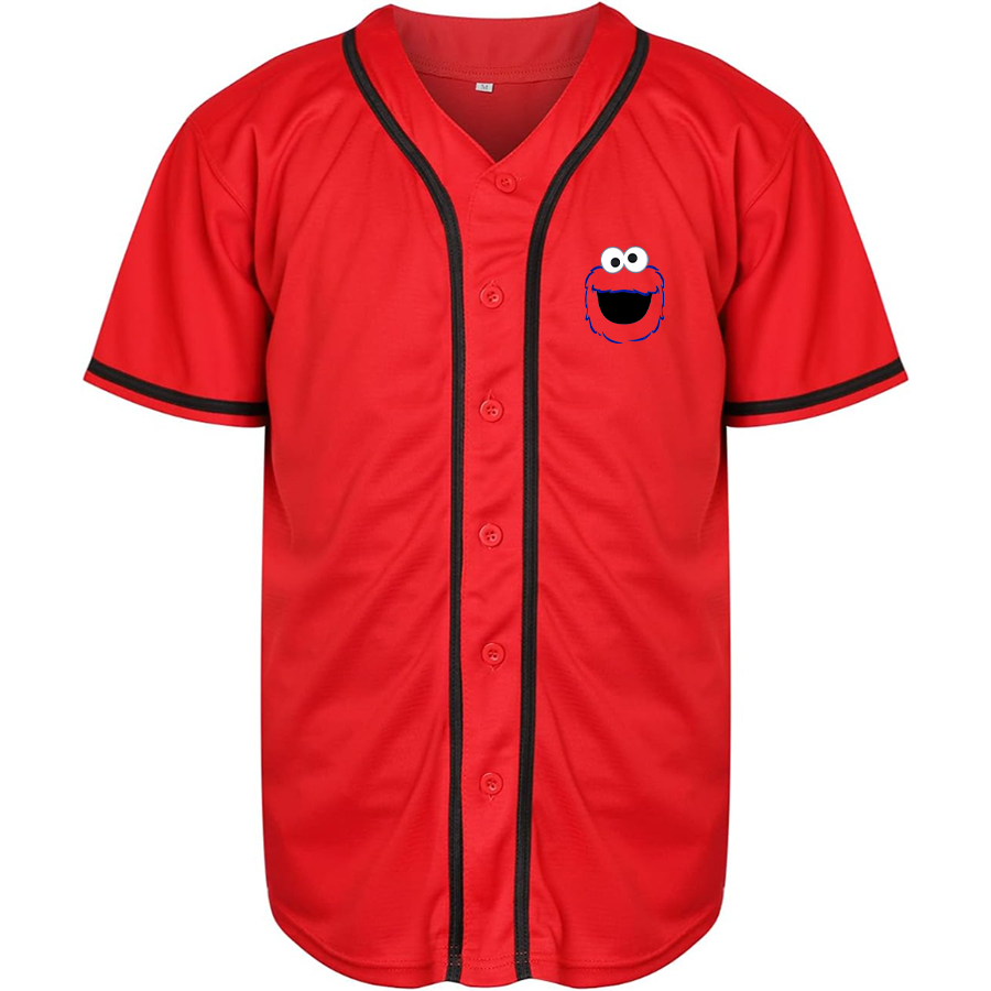 Men's Sesame Street Cookie Monster face Baseball Jersey
