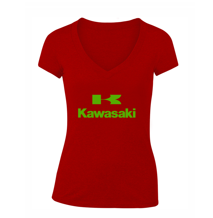 Women's Kawasaki Bike Motorcycle V-Neck T-Shirt