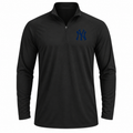 Black New York Yankees quarter-zip athletic shirt - front view