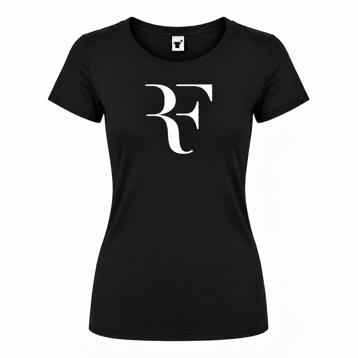 Roger Federer women's round neck T-shirt in Black
