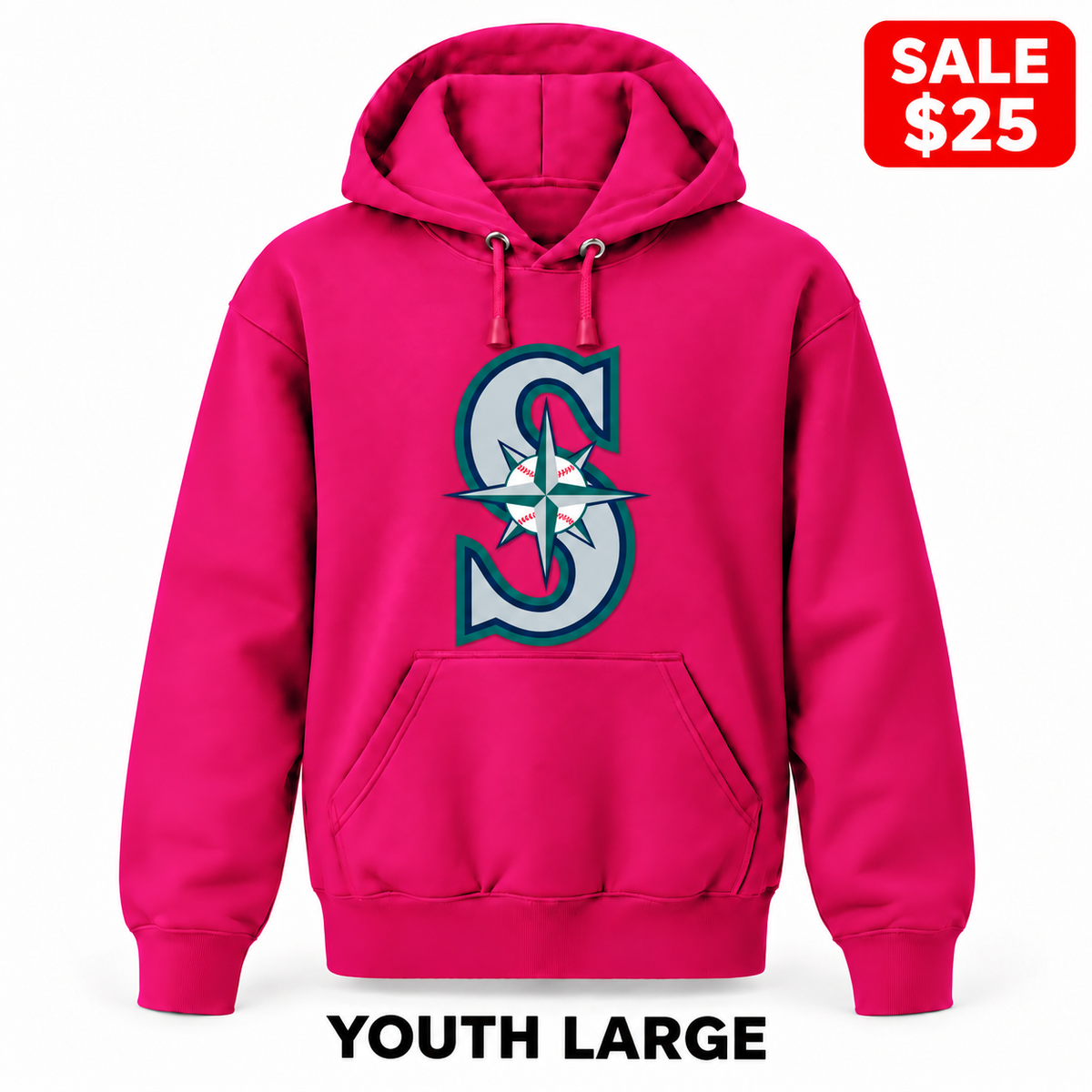 Seattle Mariners sale youth hoodie in Hot Pink — $25, Youth Large
