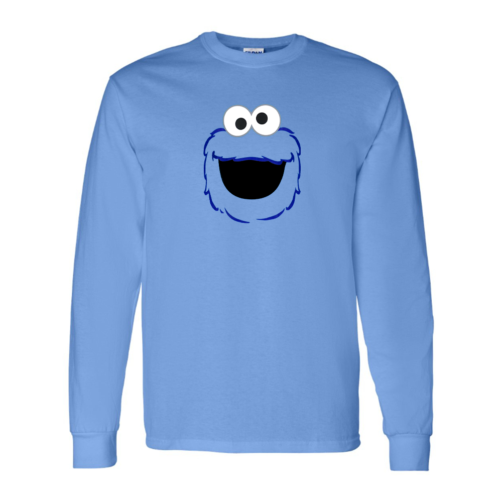 Men's Sesame Street Cookie Monster face Long sleeves T-Shirt