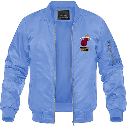 Men's Miami Heat Lightweight Bomber Jacket Windbreaker Softshell Varsity Jacket Coat