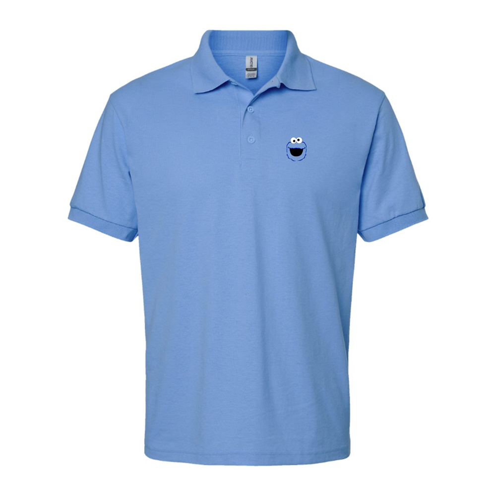 Men's Sesame Street Cookie Monster face Dry Blend Polo