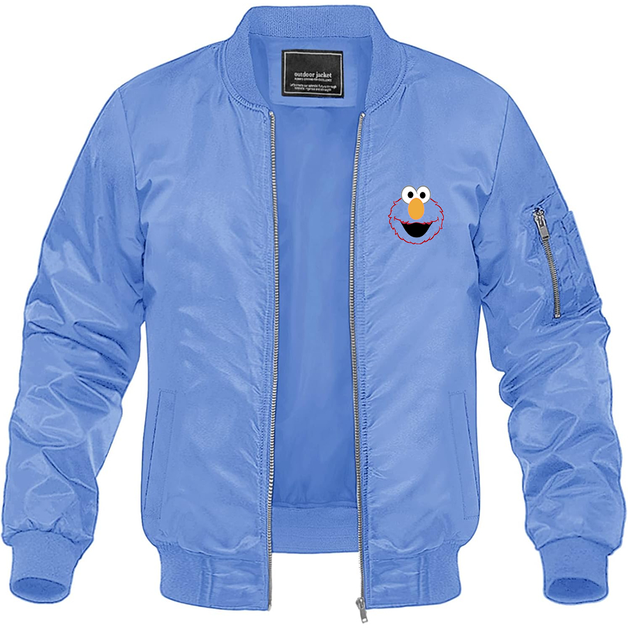 Men's Sesame Street Elmo Face Lightweight Bomber Jacket Windbreaker Softshell Varsity Jacket Coat