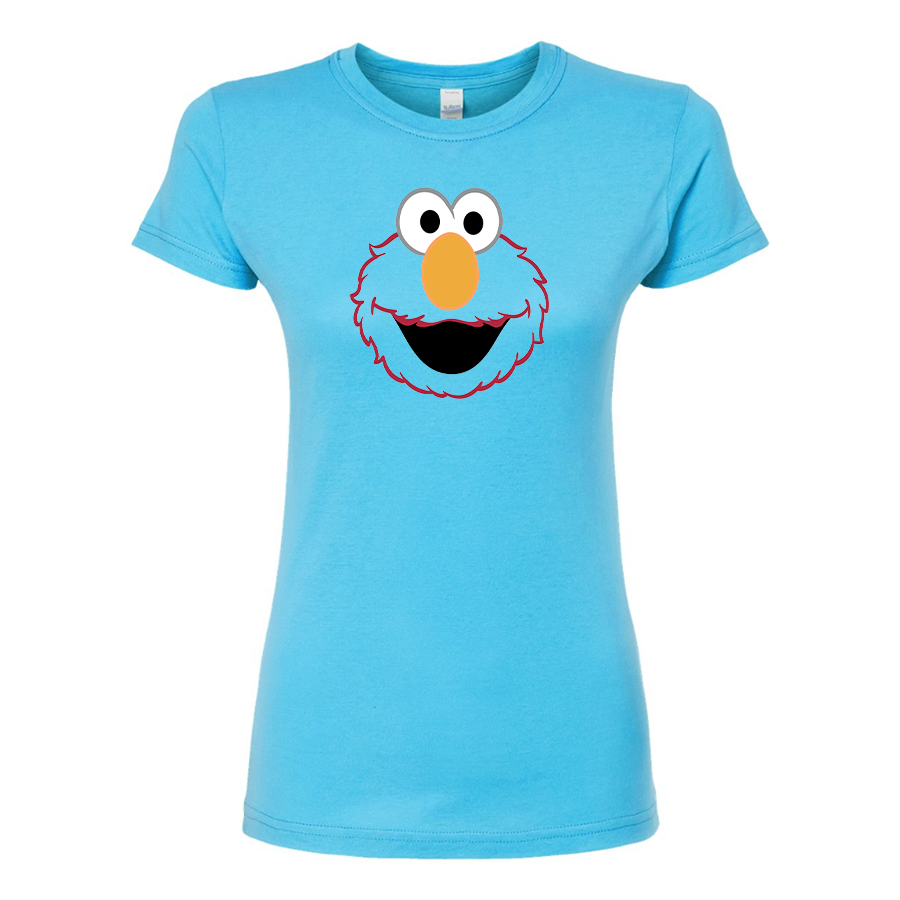 Women's Sesame Street Elmo Face Round Neck T-Shirt