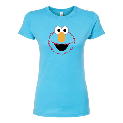 Women's Sesame Street Elmo Face Round Neck T-Shirt