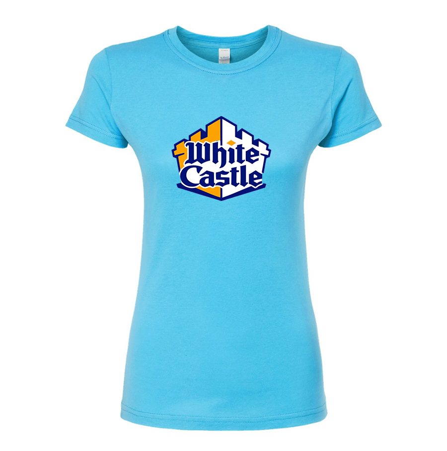 Women's White Castle Round Neck T-Shirt