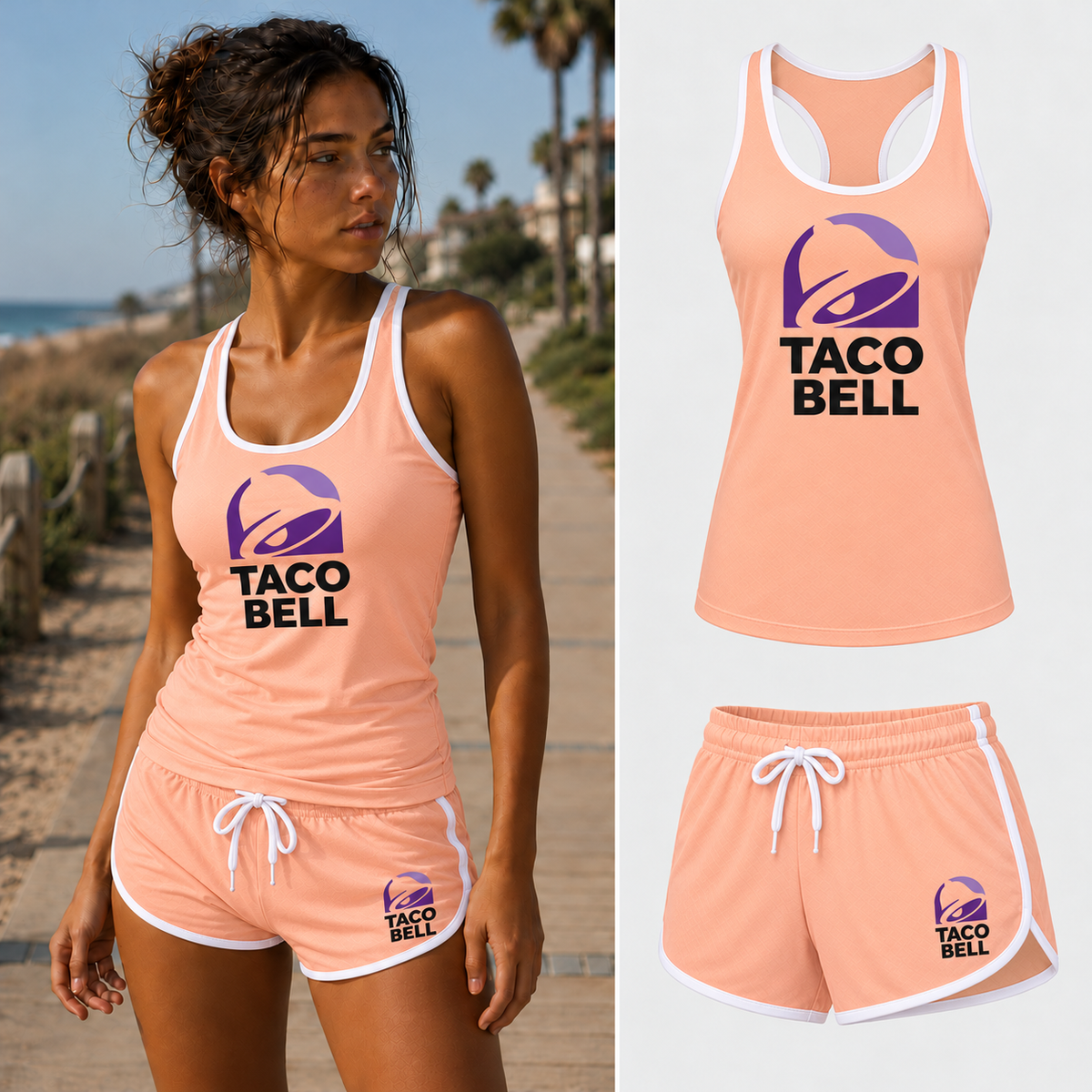 Women's taco bell set peach