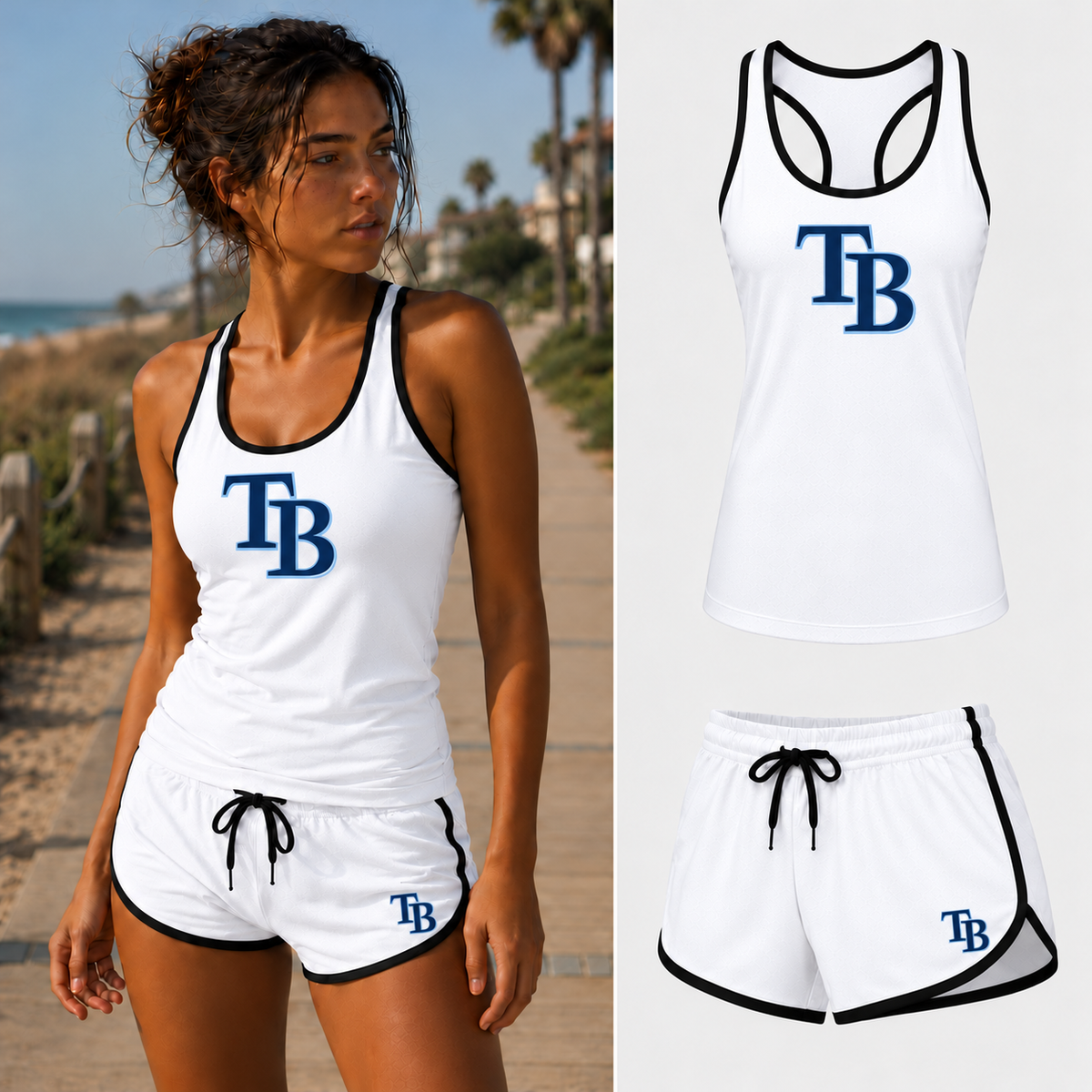 Women's Tampa Bay Rays Tank Top and Shorts Set - White