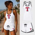 Women's Texas Rangers tank top and shorts set in White