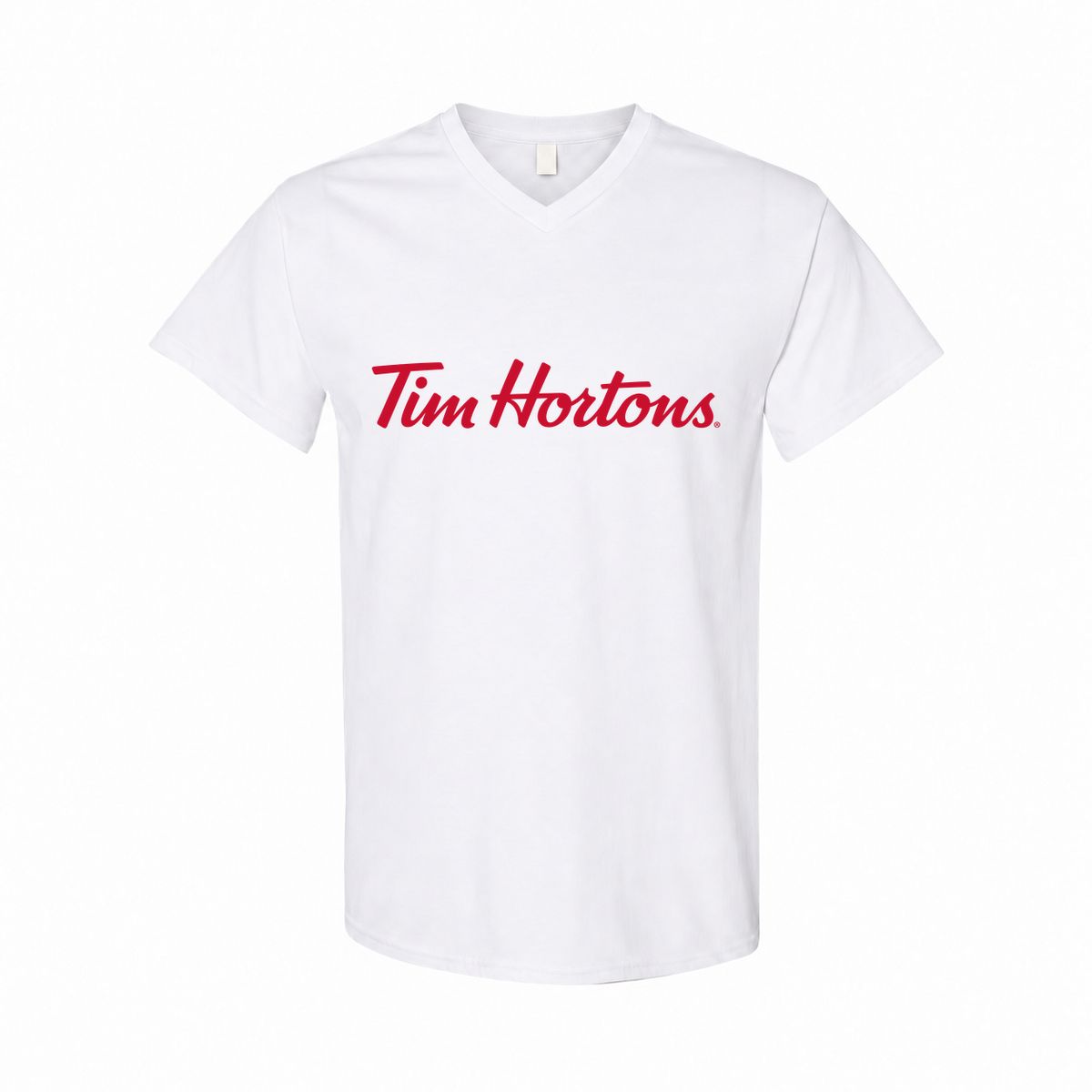 Tim Hortons men's cotton V-neck T-shirt — White