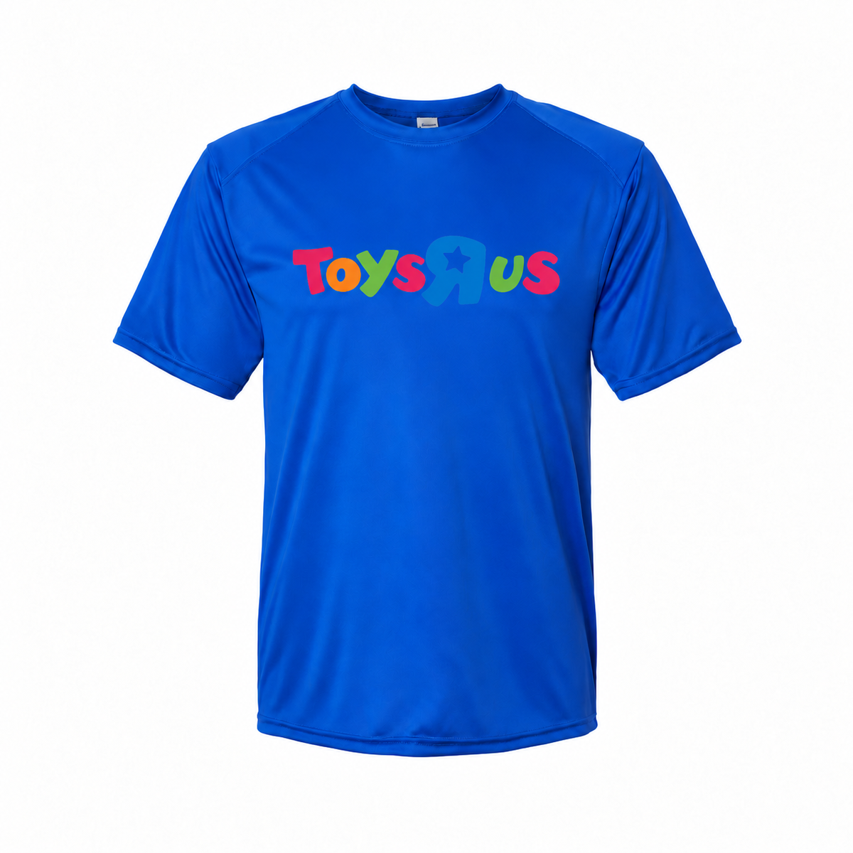 Toys R Us youth polyester tee in Royal Blue with original artwork