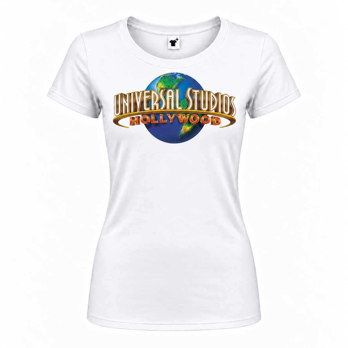 Women's Universal Studios Hollywood Round Neck T-Shirt, White