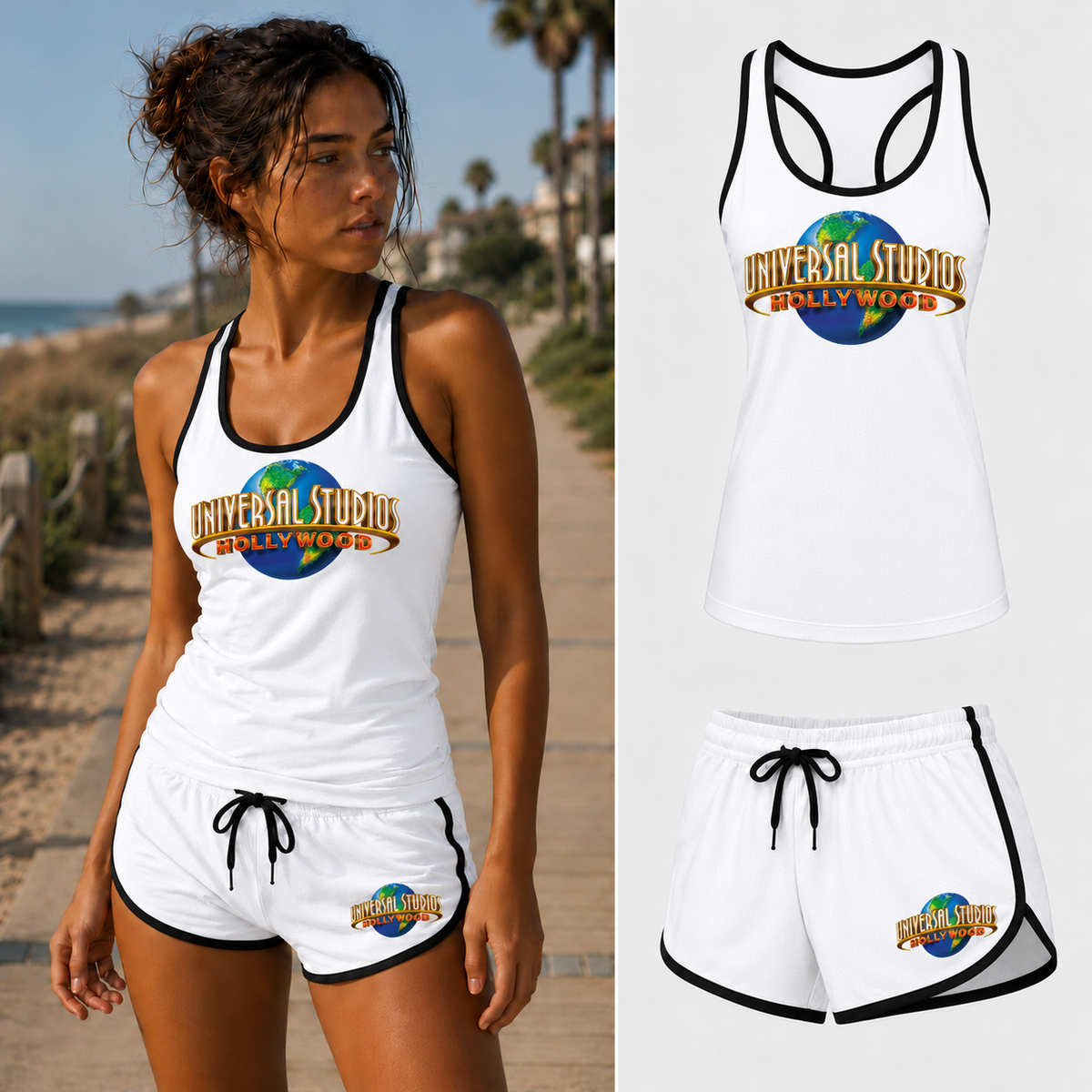 Women's Universal Studios Hollywood Tank Top and Shorts Set, White